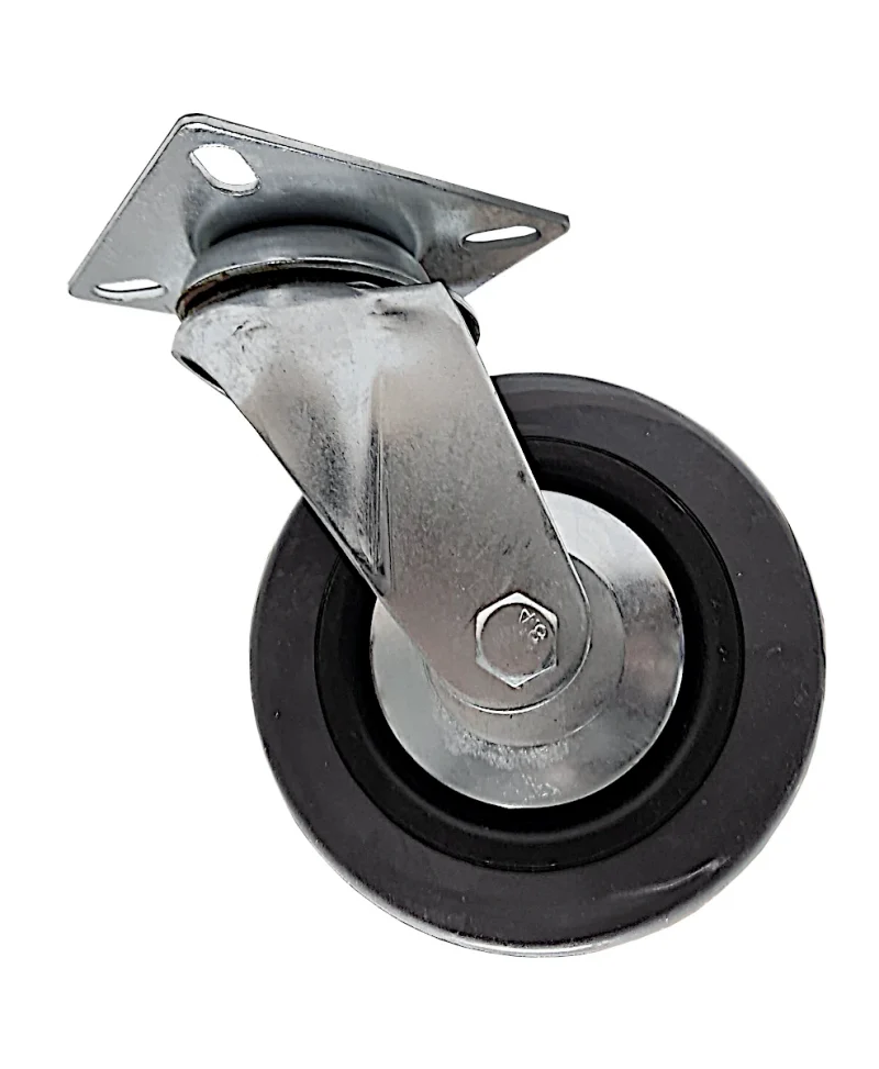 RUEDA GIRATORIA CON BASE GOMA GRIS 100MM