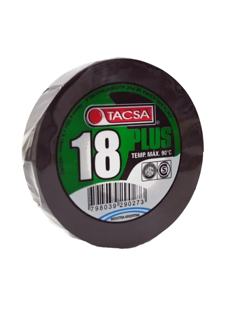 CINTA AISLADORA 10M 18 PLUS NEGRA TACSA
