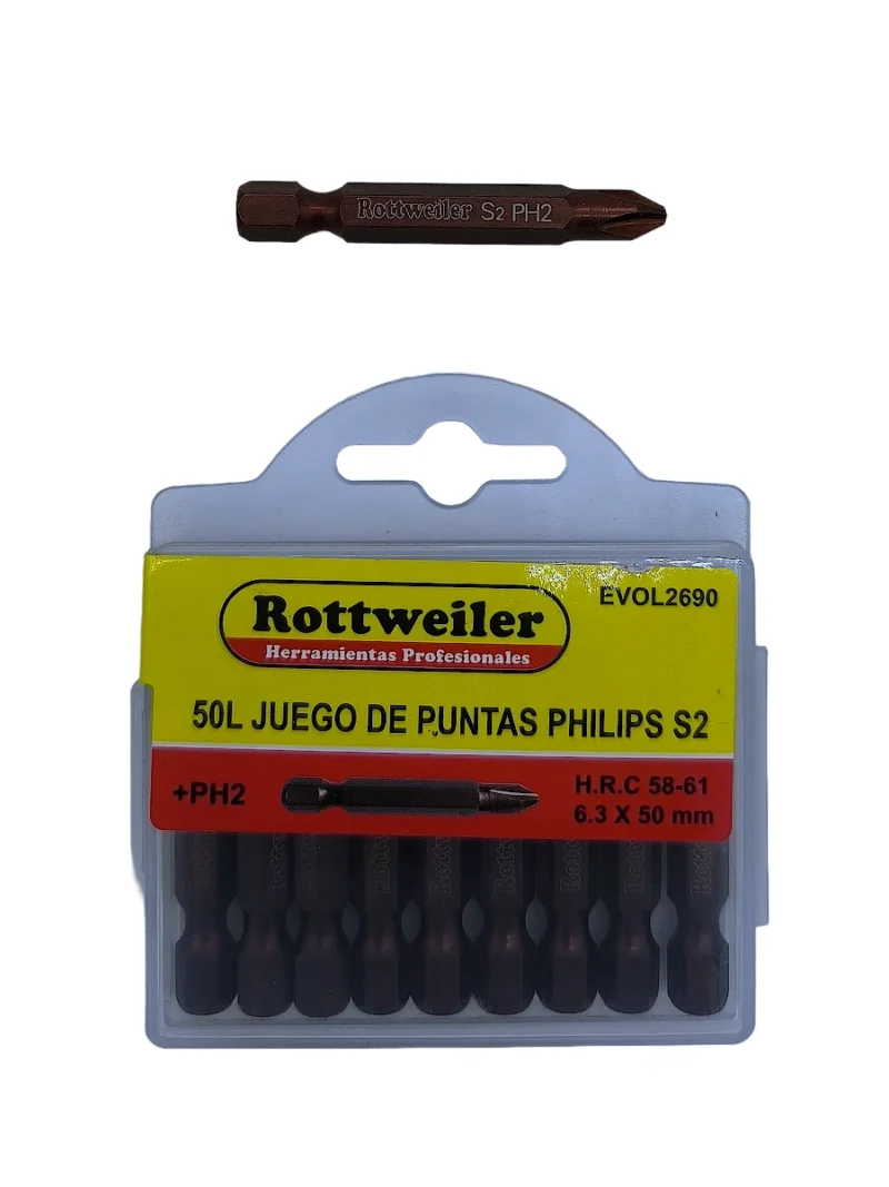 PUNTAS PHILLIPS SIMPLE PH2 X 50 MM EN BLISTER X 10