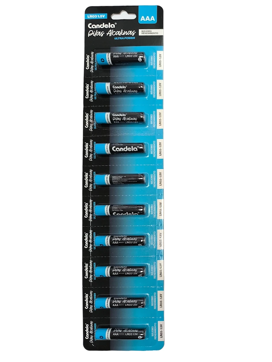 PILA CANDELA ALCALINA AAA TROQUELADO (PRECIO POR BLISTER DE 10 PILAS)