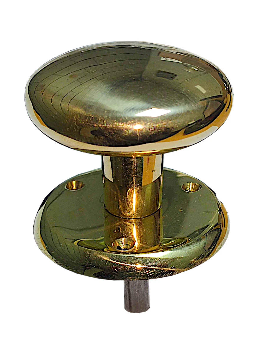 PICAPORTE POMO GIRATORIO CENTRADO LISO BRONCE PULIDO ROSETA ø 48