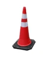 CONO VIAL 100CM ROJO C/REFLECTIVO BASE DE CAUCHO