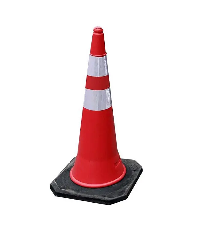 CONO VIAL 100CM ROJO C/REFLECTIVO BASE DE CAUCHO