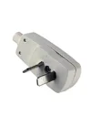 FICHA 220V MACHO SALIDA LATERAL GOTA 2 PERNOS PLANOS BLANCA