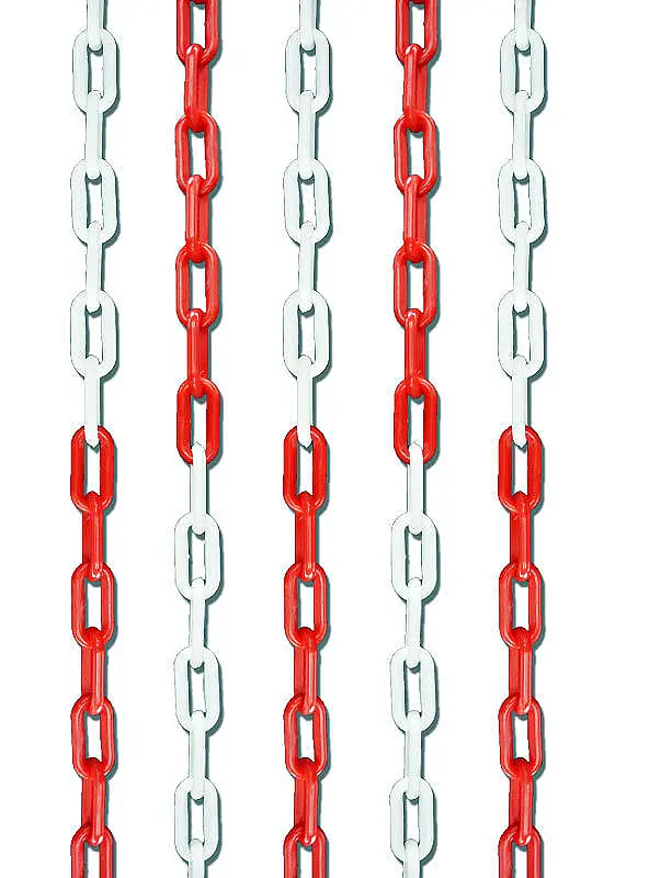 CADENA PLASTICA ROJA / BLANCA 08X29X49MM (PRECIO X METRO) ROLLO 25M