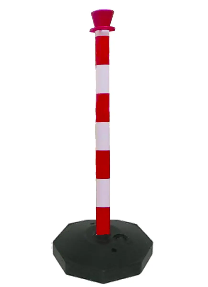 CADENA PLASTICA: POSTE ROJO/BLANCO 90CM C/BASE