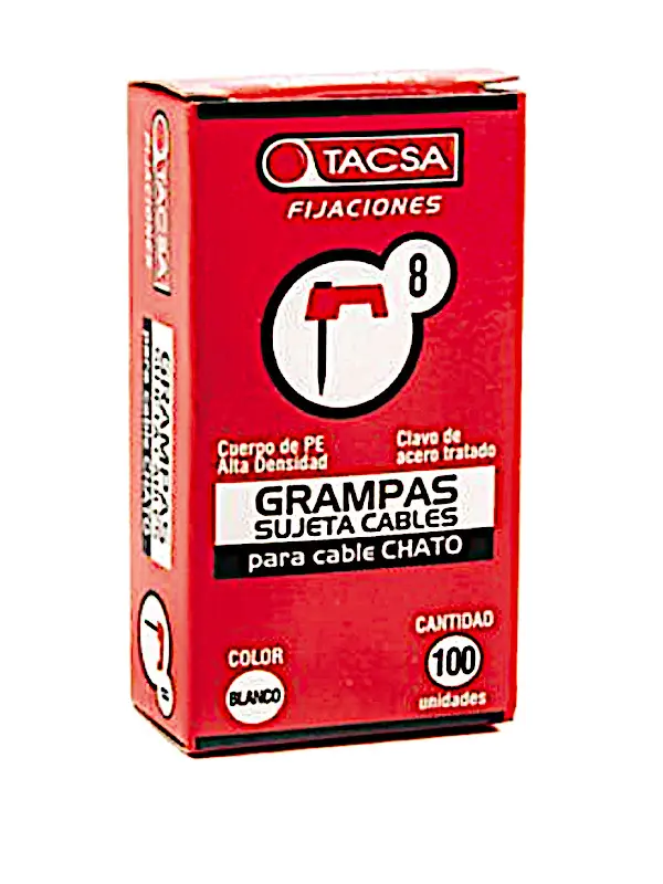 GRAMPA PARA CABLE CHATO .N8 x 100U BLANC