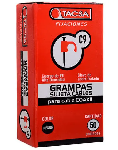 GRAMPA PARA CABLE COAXIL N.9 x 50U NEGRA