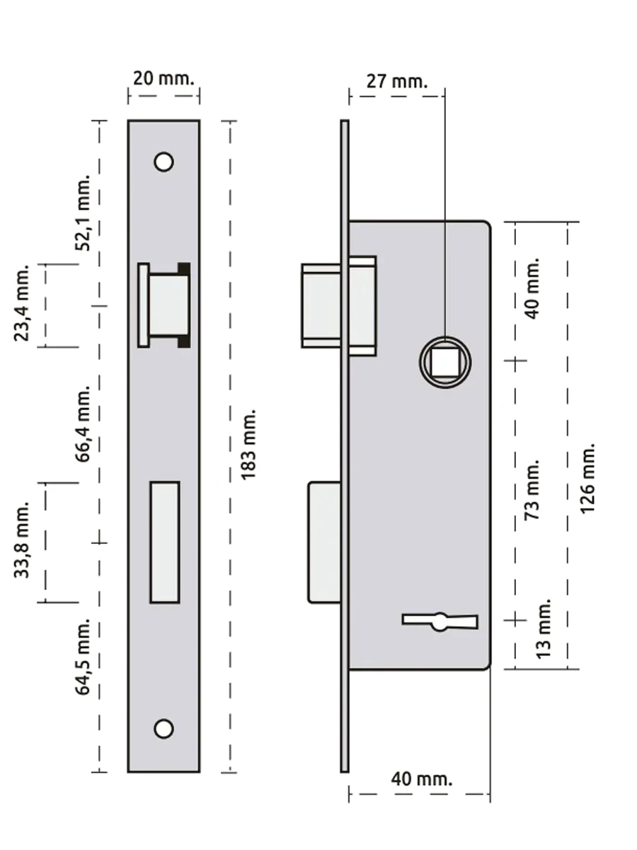 CERRADURA PRIVE 206 IZQUIERDA ANGOSTA PERNO RECTO - Imagen 2