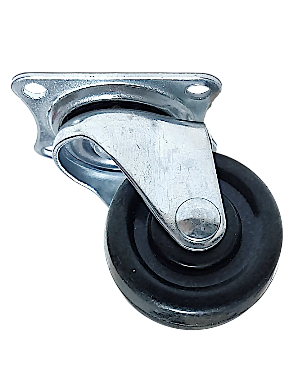 RUEDA GIRATORIA CON BASE PVC NEGRA .40MM