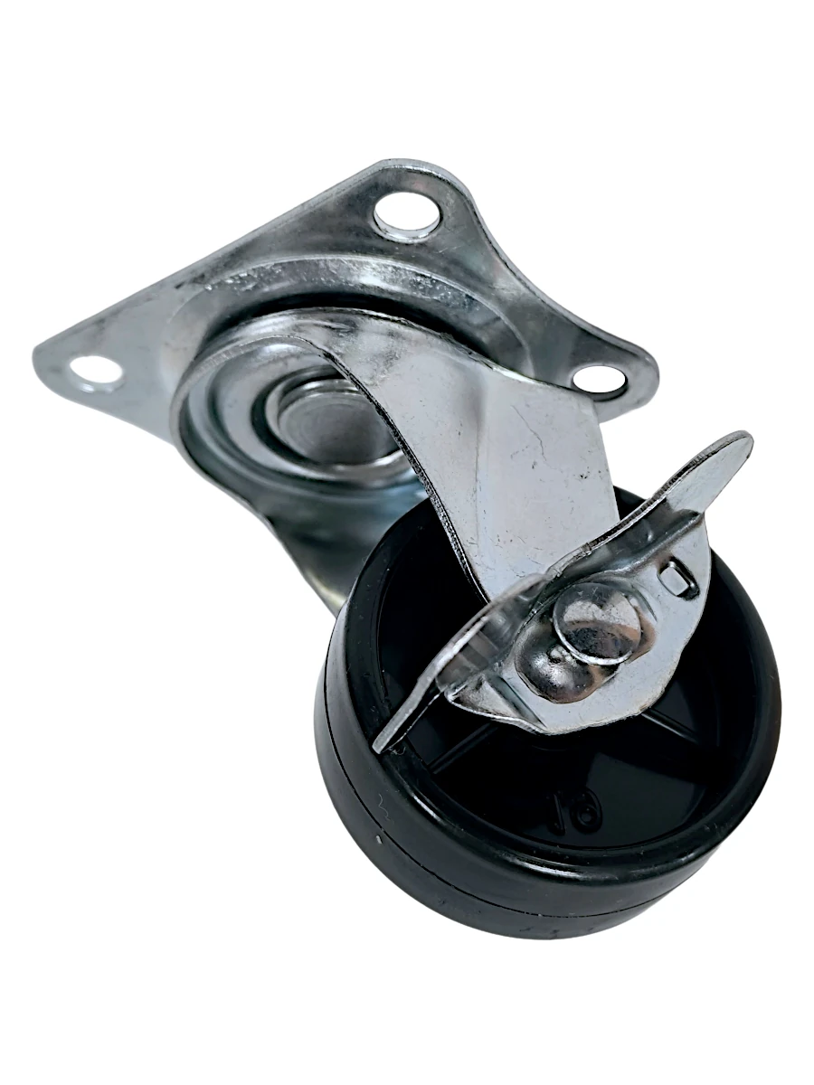 RUEDA NEGRA BASE GRIATORIA 50mm CON FRENO