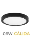 LUMINARIA LED MARCO NEGRO DE SOBREPONER  06W CALIDA REDONDA