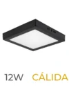 LUMINARIA LED MARCO NEGRO DE SOBREPONER  12W CALIDA CUADRADA