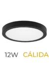LUMINARIA LED MARCO NEGRO DE SOBREPONER  12W CALIDA REDONDA