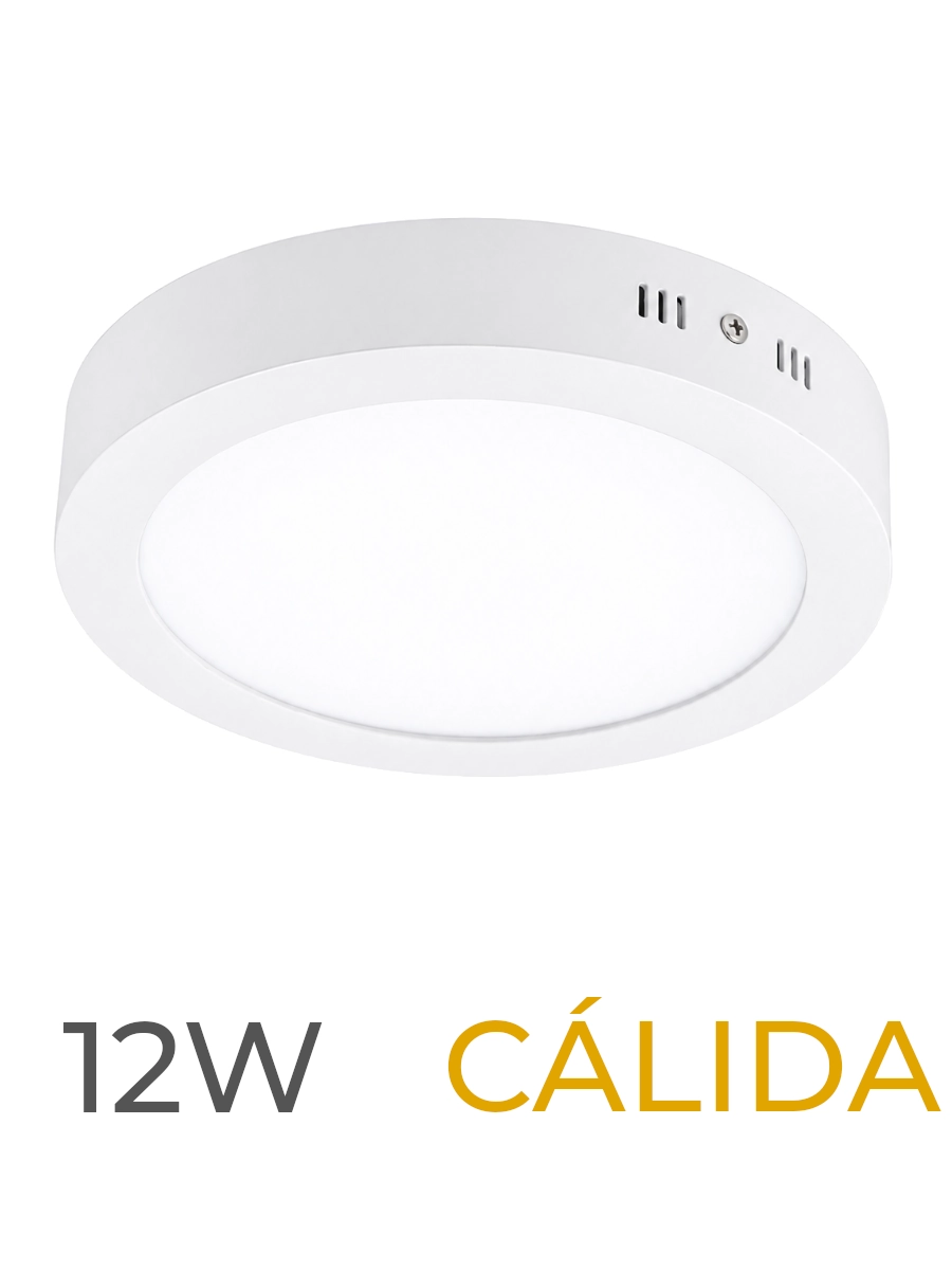 LUMINARIA LED CANDELA DE SOBREPONER 12w CALIDA REDONDA