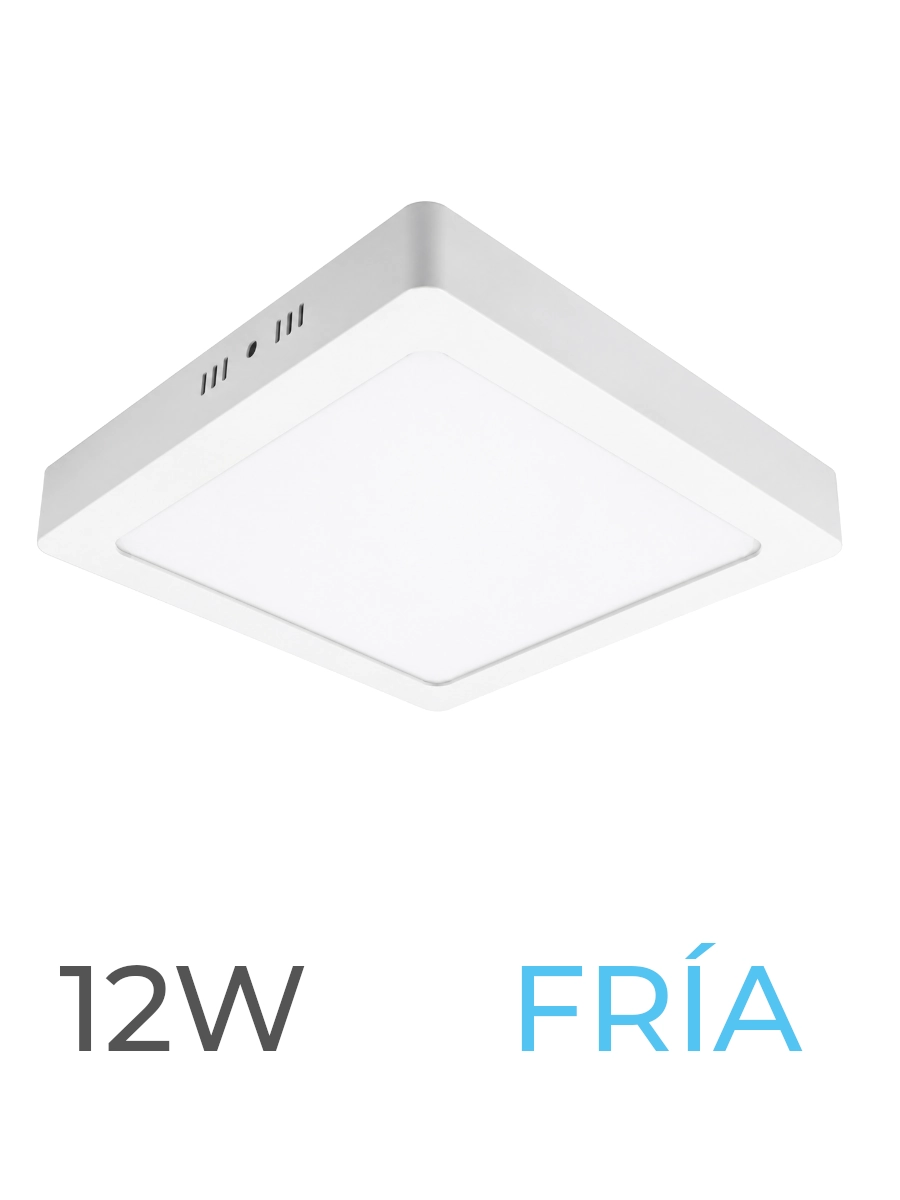 LUMINARIA LED CANDELA DE SOBREPONER 12w FRIA CUADRADA