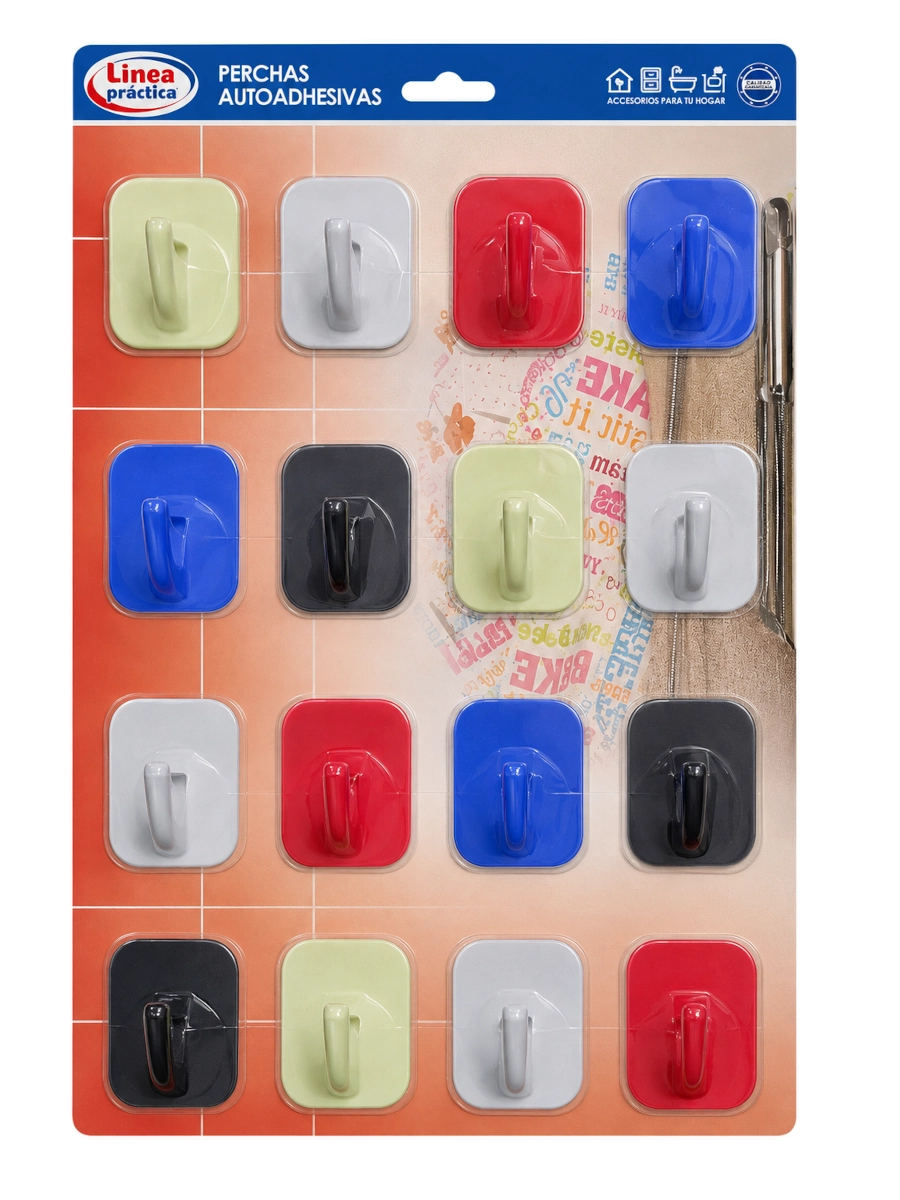PERCHA PLAST CUADR. COLOR. AUTOADES BLISTER X16